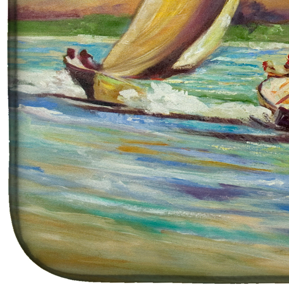 Knost Regatta Pass Christian Sailboats Dish Drying Mat Absorbent Dish Drying Mat Pad for Kitchen Counter Dish Drainer Mat for Countertop, 14 x 21", Multicolor