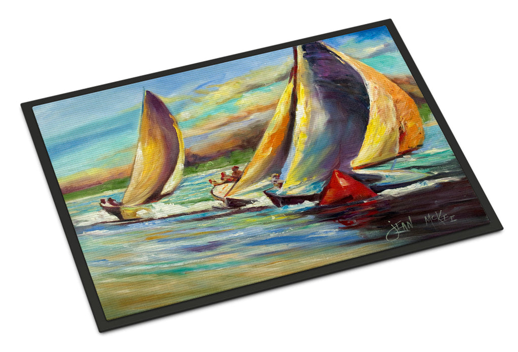 Knost Regatta Pass Christian Sailboats Doormat Indoor Outdoor 24H X 36W Front Door Mat Rugs for Entryway, Non Slip Washable Low Pile,