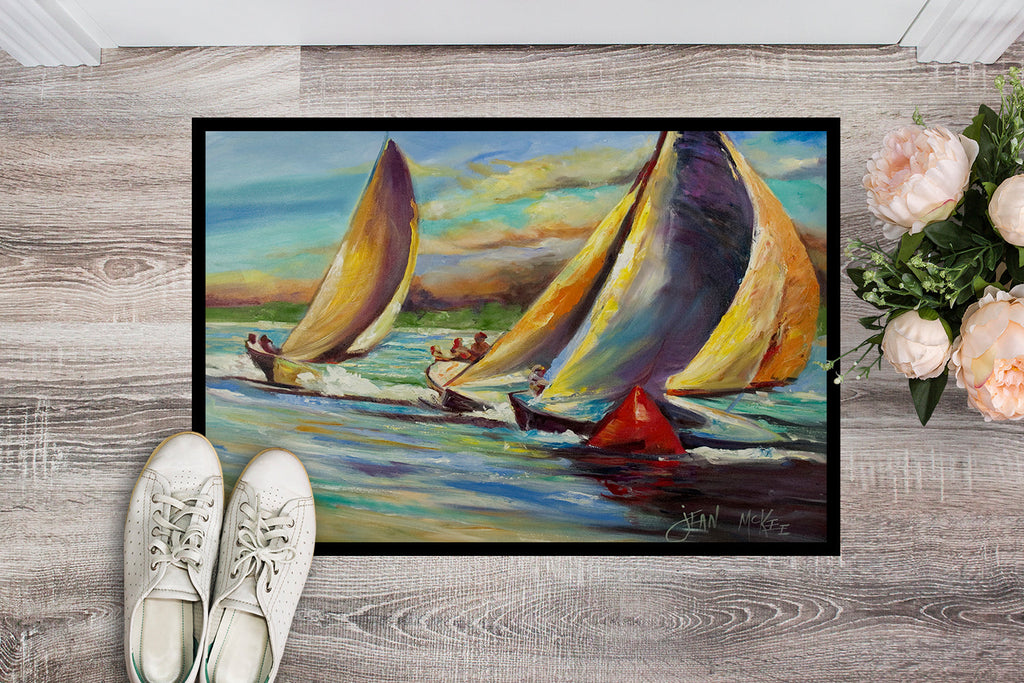 Knost Regatta Pass Christian Sailboats Doormat Indoor Outdoor 24H X 36W Front Door Mat Rugs for Entryway, Non Slip Washable Low Pile,