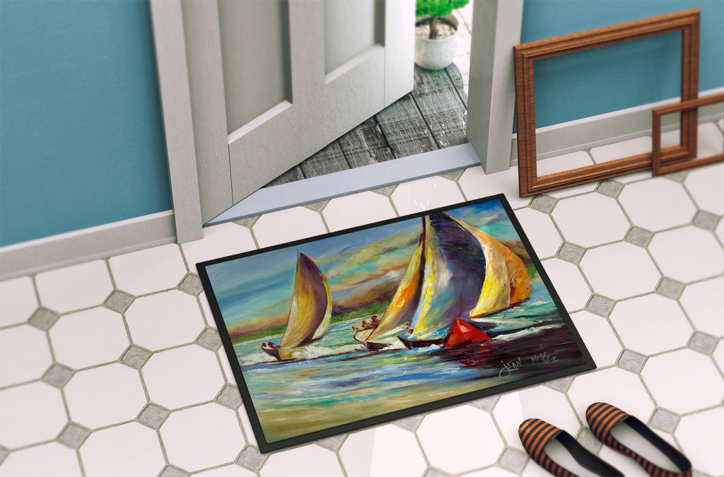 Knost Regatta Pass Christian Sailboats Doormat Indoor Outdoor 24H X 36W Front Door Mat Rugs for Entryway, Non Slip Washable Low Pile,