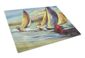 Knost Regatta Pass Christian Sailboats Cutting Board Tempered Glass Kitchen Cutting Surface, Heat Resistant Chopping, Non-Slip Feet, Food Prep & Serving