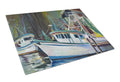 Joe Patti Shrimp Boat Cutting Board Tempered Glass Kitchen Cutting Surface, Heat Resistant Chopping, Non-Slip Feet, Food Prep & Serving