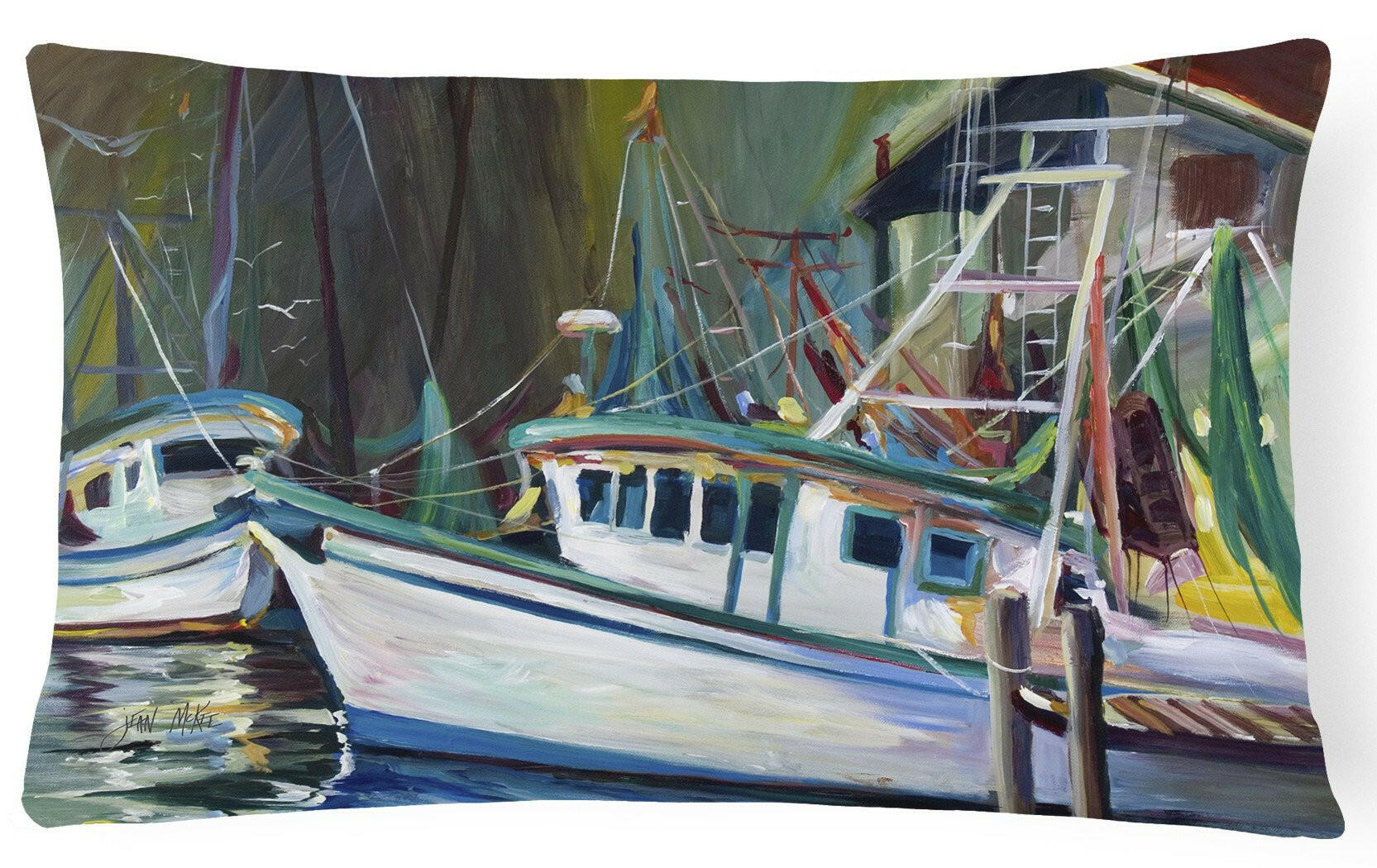 Joe Patti Shrimp Boat Decorative Throw Pillow 12x16 Indoor Outdoor Accent Cushion, Fabric Cover with Insert for Sofa, Bed, Porch & Living Room