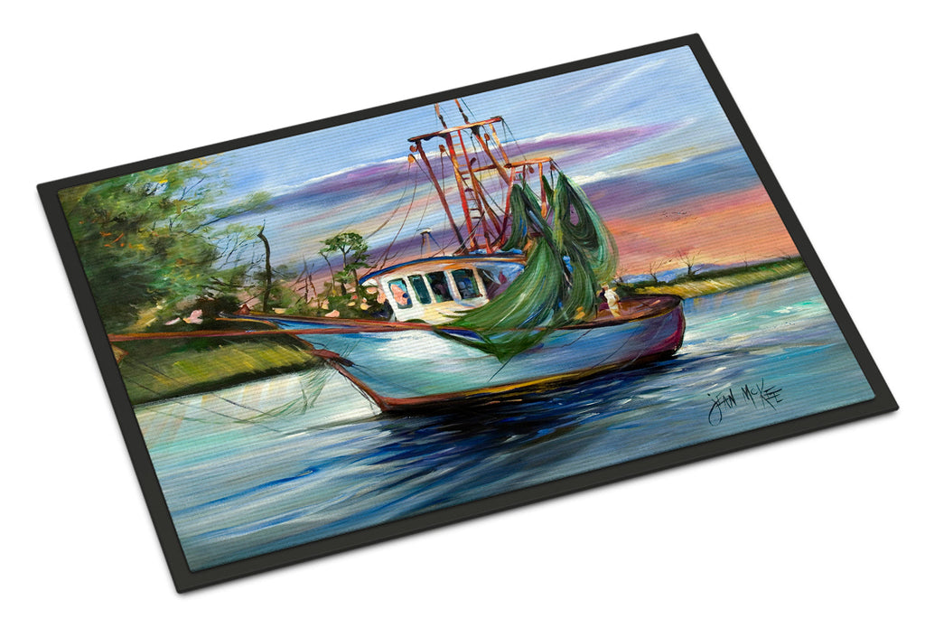 Jeannie Shrimp Boat Doormat Indoor Outdoor 24H X 36W Front Door Mat Rugs for Entryway, Non Slip Washable Low Pile,