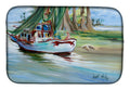 Jeannie Shrimp Boat Dish Drying Mat Absorbent Dish Drying Mat Pad for Kitchen Counter Dish Drainer Mat for Countertop, 14 x 21", Multicolor