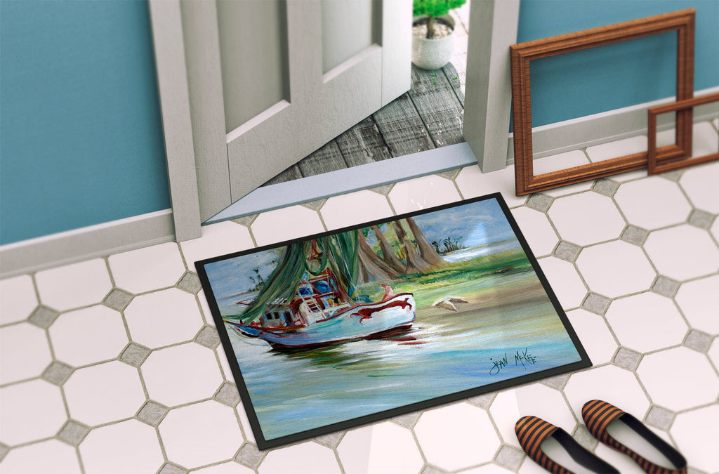 Jeannie Shrimp Boat Doormat Indoor Outdoor 24H X 36W Front Door Mat Rugs for Entryway, Non Slip Washable Low Pile,