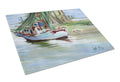 Jeannie Shrimp Boat Cutting Board Tempered Glass Kitchen Cutting Surface, Heat Resistant Chopping, Non-Slip Feet, Food Prep & Serving
