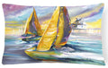 Sailboat with Middle Bay Lighthouse Decorative Throw Pillow 12x16 Indoor Outdoor Accent Cushion, Fabric Cover with Insert for Sofa, Bed, Porch & Living Room