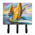 Sailboat with Middle Bay Lighthouse Leash or Key Holder Wall Hooks, Coat Rack Wall Mount, for Hanging Keys, Towels, Aprons, Leashes