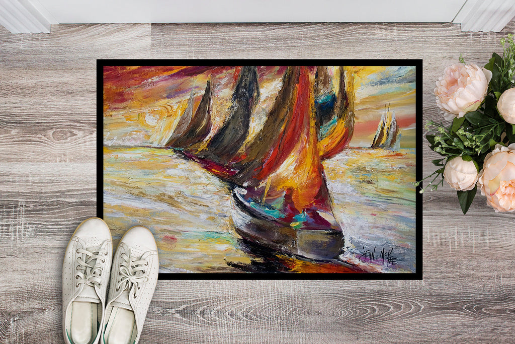 Red Sails Sailboat  Doormat Indoor Outdoor 24H X 36W Front Door Mat Rugs for Entryway, Non Slip Washable Low Pile,