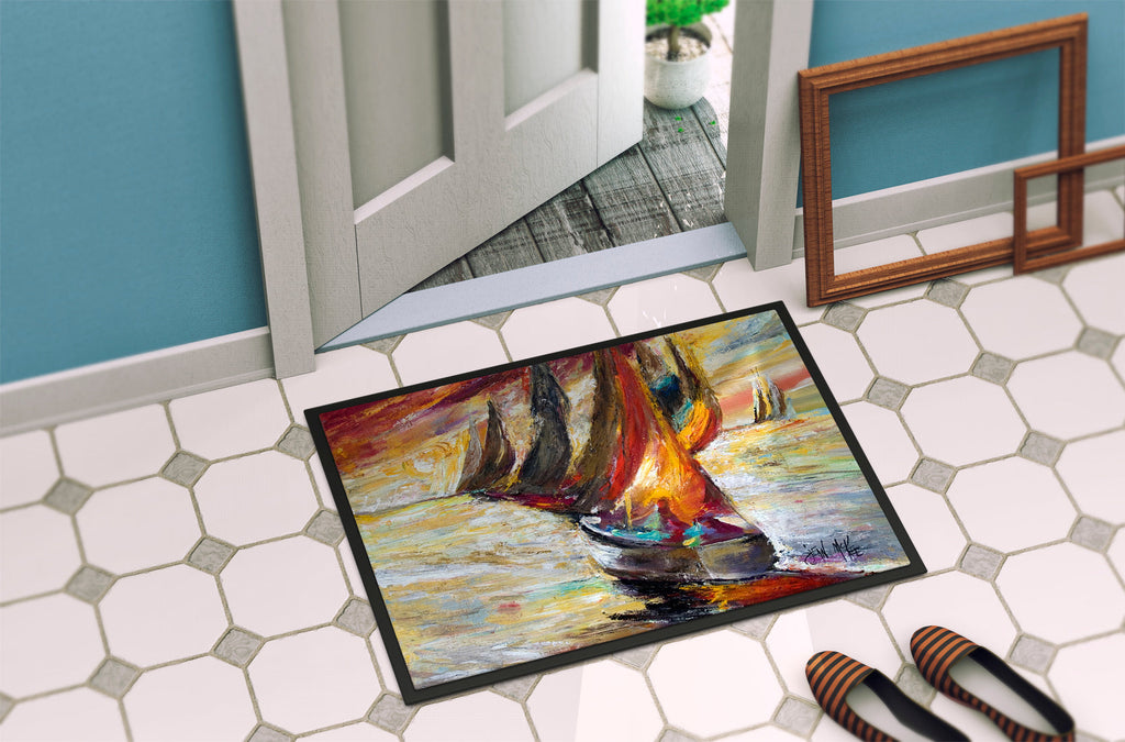 Red Sails Sailboat  Doormat Indoor Outdoor 24H X 36W Front Door Mat Rugs for Entryway, Non Slip Washable Low Pile,
