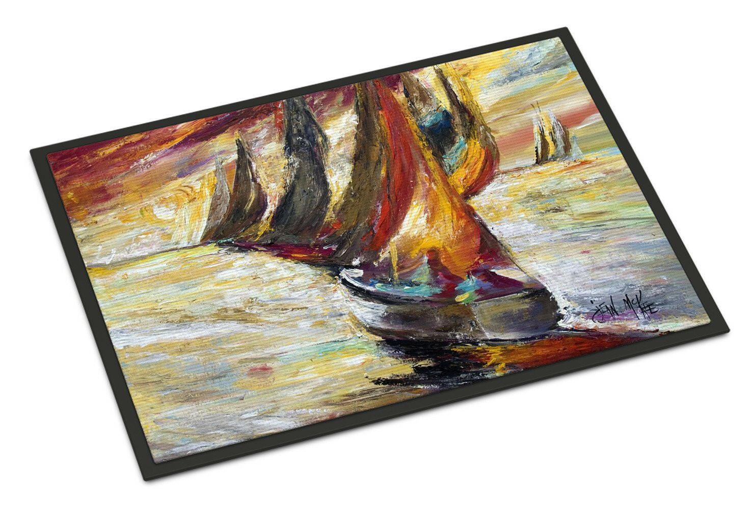 Red Sails Sailboat  Doormat Indoor Outdoor 18H X 27W Front Door Mat Rugs for Entryway, Non Slip Washable