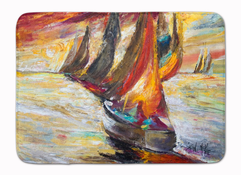 Red Sails Sailboat  Memory Foam Kitchen Mat Machine Washable Anti-Fatigue Cushion Comfort Bath or Kitchen Rug