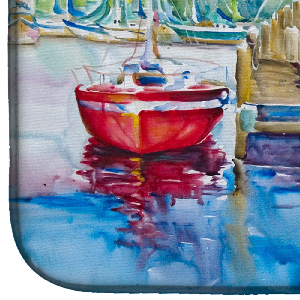 Paradise Yacht Club Sailboats Dish Drying Mat Absorbent Dish Drying Mat Pad for Kitchen Counter Dish Drainer Mat for Countertop, 14 x 21", Multicolor