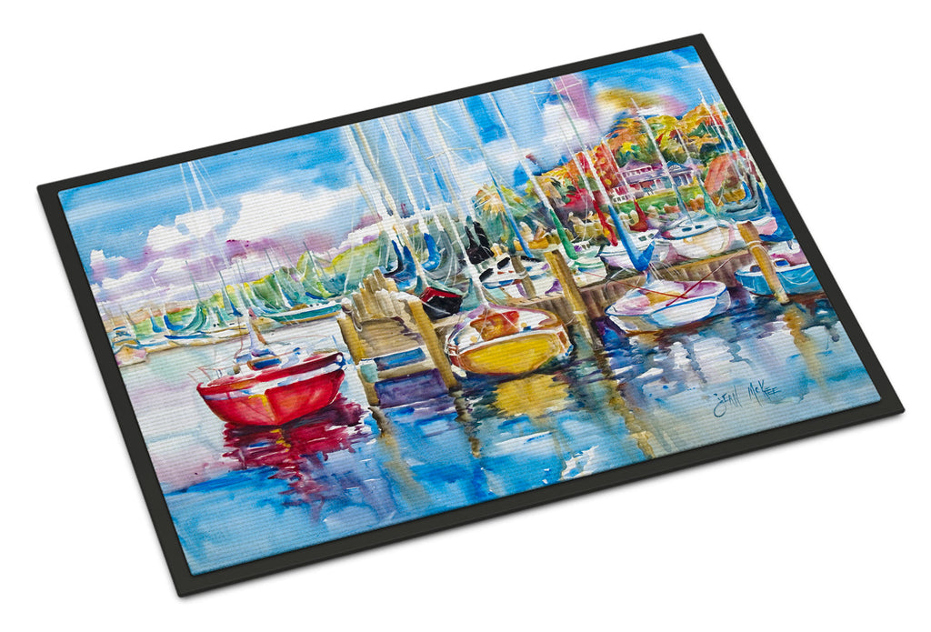 Paradise Yacht Club Sailboats Doormat Indoor Outdoor 24H X 36W Front Door Mat Rugs for Entryway, Non Slip Washable Low Pile,