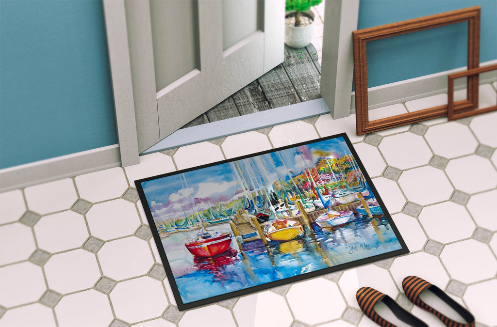 Paradise Yacht Club Sailboats Doormat Indoor Outdoor 24H X 36W Front Door Mat Rugs for Entryway, Non Slip Washable Low Pile,
