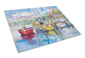 Paradise Yacht Club Sailboats Cutting Board Tempered Glass Kitchen Cutting Surface, Heat Resistant Chopping, Non-Slip Feet, Food Prep & Serving