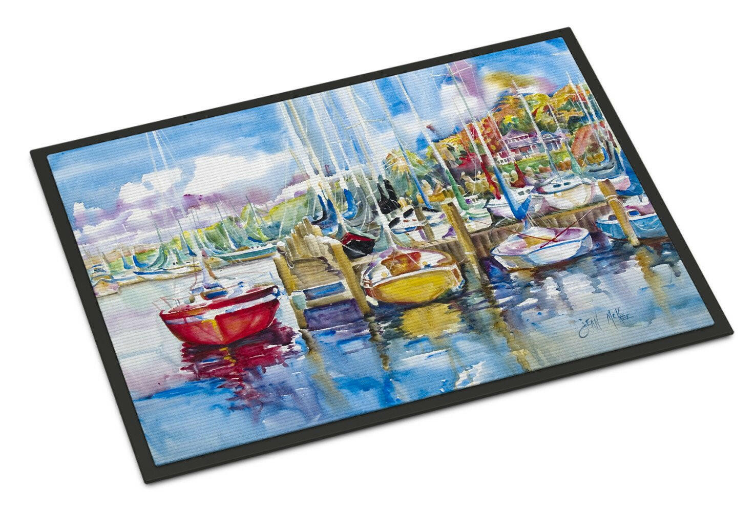 Paradise Yacht Club Sailboats Doormat Indoor Outdoor 18H X 27W Front Door Mat Rugs for Entryway, Non Slip Washable