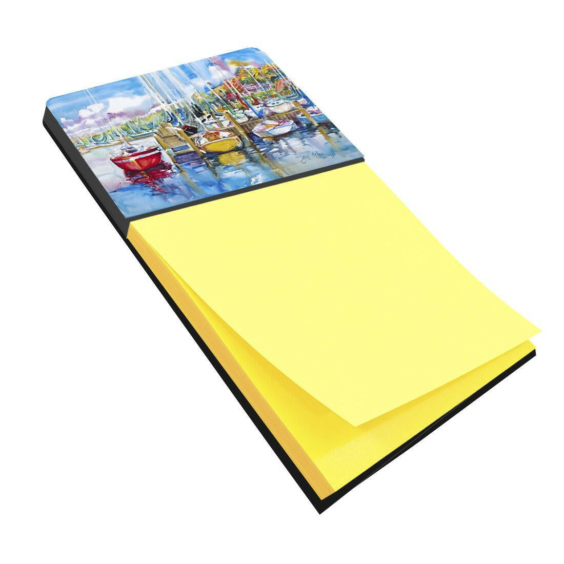 Paradise Yacht Club Sailboats Watercolor Sticky Note Holder Refillable Dispenser Desk Accessory 3x3 Pad Gift