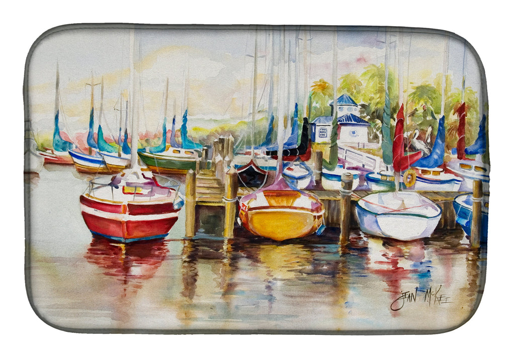 Paradise Yacht Club II Sailboats Dish Drying Mat Absorbent Dish Drying Mat Pad for Kitchen Counter Dish Drainer Mat for Countertop, 14 x 21", Multicolor