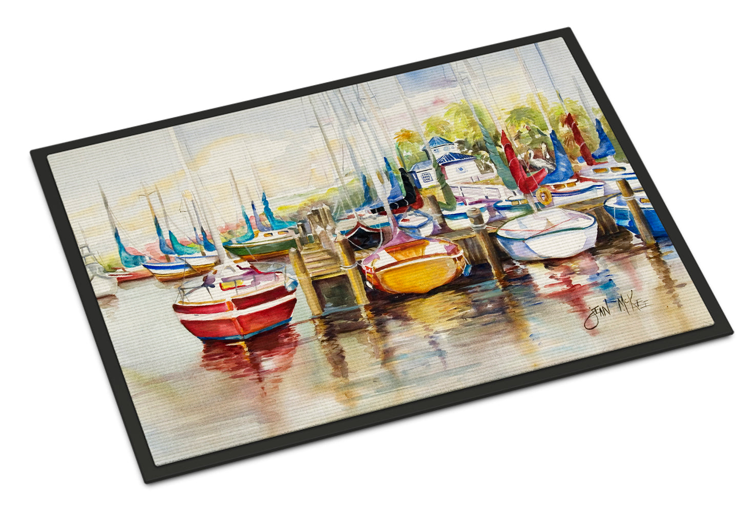 Paradise Yacht Club II Sailboats Doormat Indoor Outdoor 24H X 36W Front Door Mat Rugs for Entryway, Non Slip Washable Low Pile,