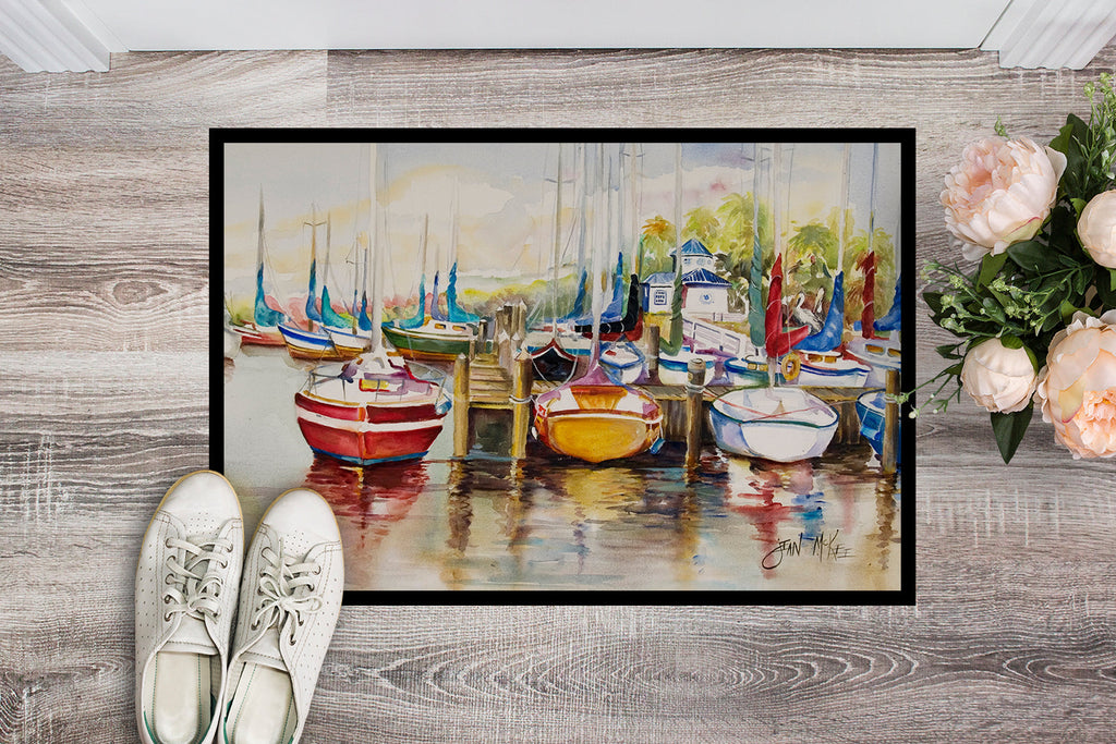 Paradise Yacht Club II Sailboats Doormat Indoor Outdoor 24H X 36W Front Door Mat Rugs for Entryway, Non Slip Washable Low Pile,