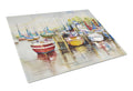 Paradise Yacht Club II Sailboats Cutting Board Tempered Glass Kitchen Cutting Surface, Heat Resistant Chopping, Non-Slip Feet, Food Prep & Serving