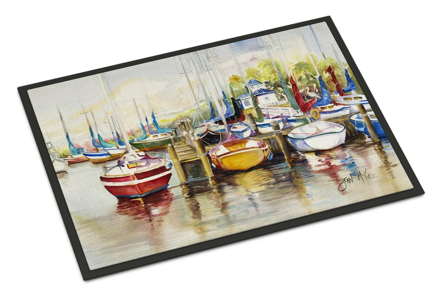 Paradise Yacht Club II Sailboats Doormat Indoor Outdoor 18H X 27W Front Door Mat Rugs for Entryway, Non Slip Washable
