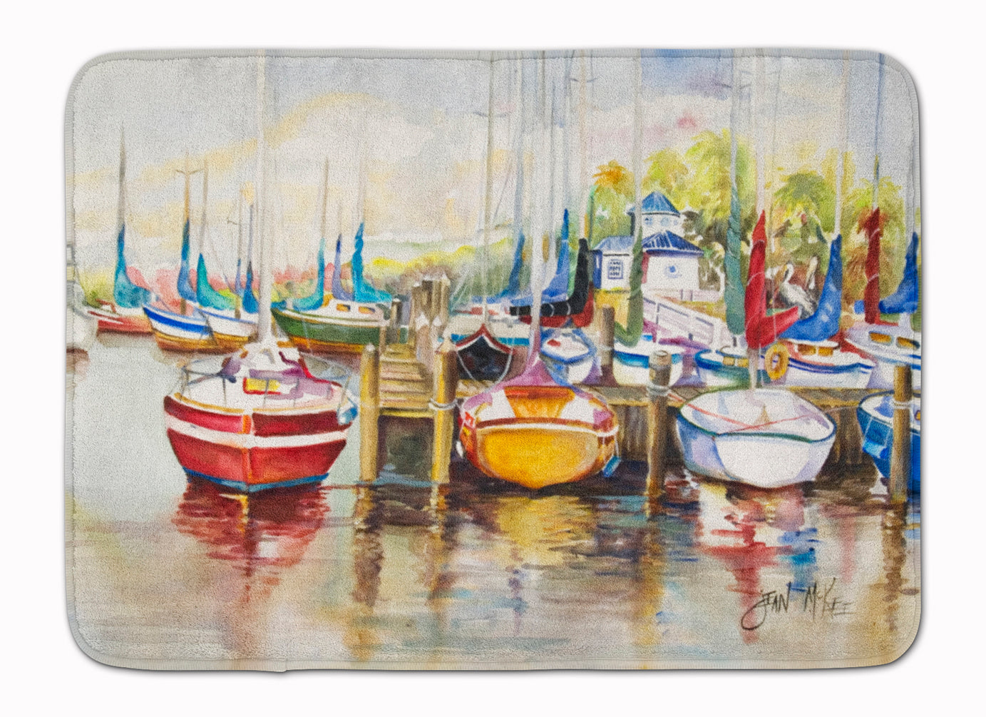 Paradise Yacht Club II Sailboats Memory Foam Kitchen Mat Machine Washable Anti-Fatigue Cushion Comfort Bath or Kitchen Rug