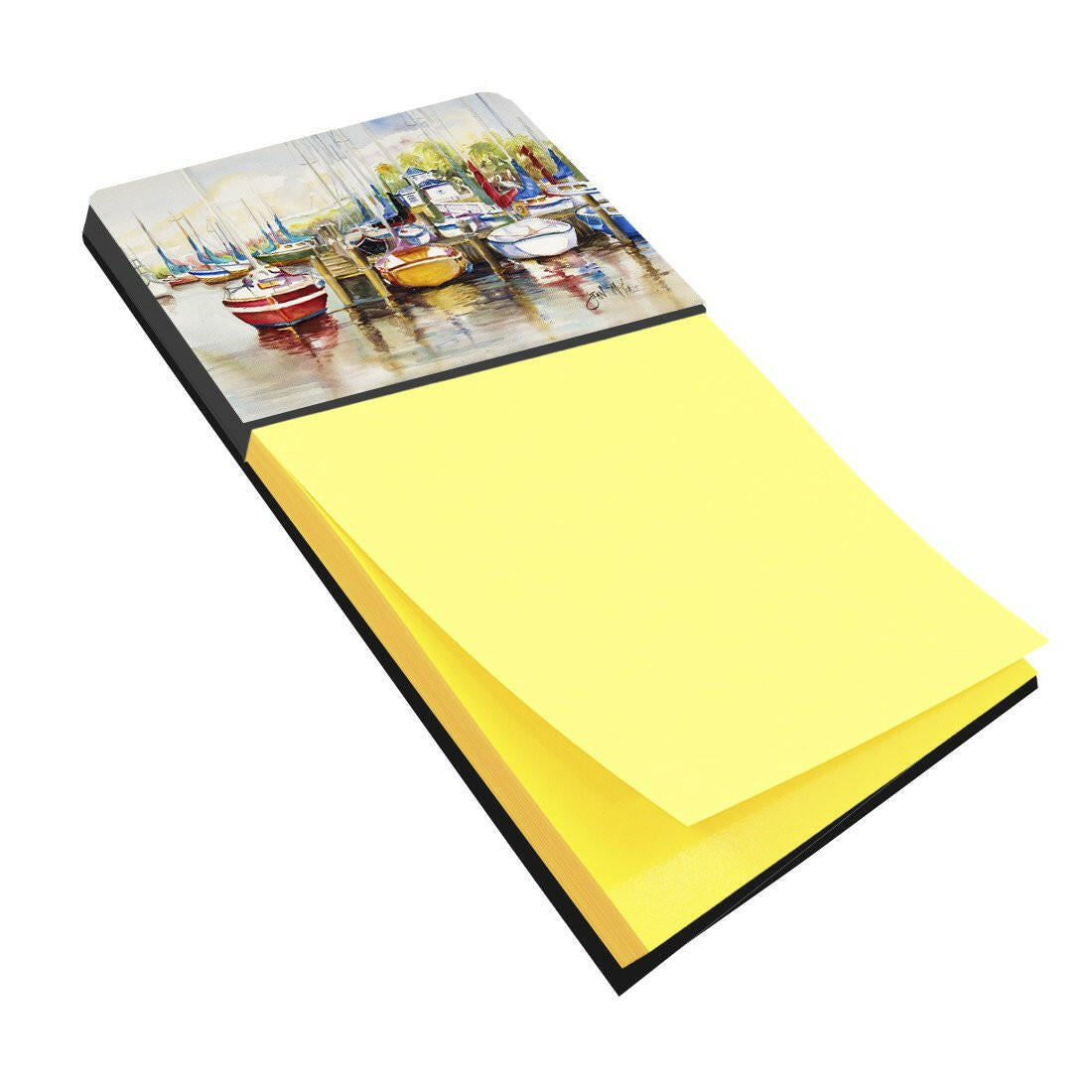 Paradise Yacht Club II Sailboats Watercolor Sticky Note Holder Refillable Dispenser Desk Accessory 3x3 Pad Gift
