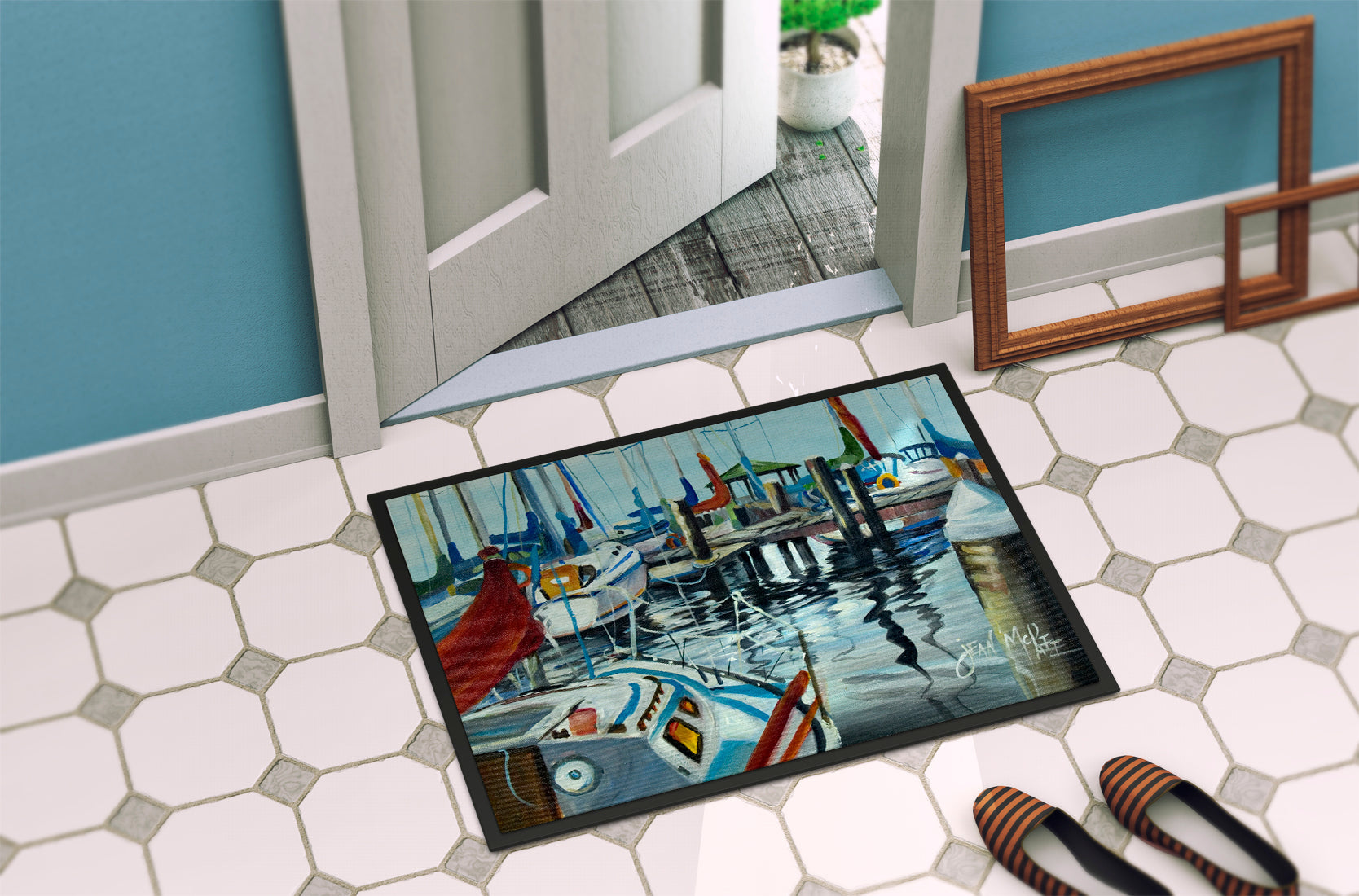 Orange Sail Sailboats Doormat Indoor Outdoor 24H X 36W Front Door Mat Rugs for Entryway, Non Slip Washable Low Pile,