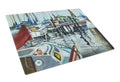 Orange Sail Sailboats Cutting Board Tempered Glass Kitchen Cutting Surface, Heat Resistant Chopping, Non-Slip Feet, Food Prep & Serving