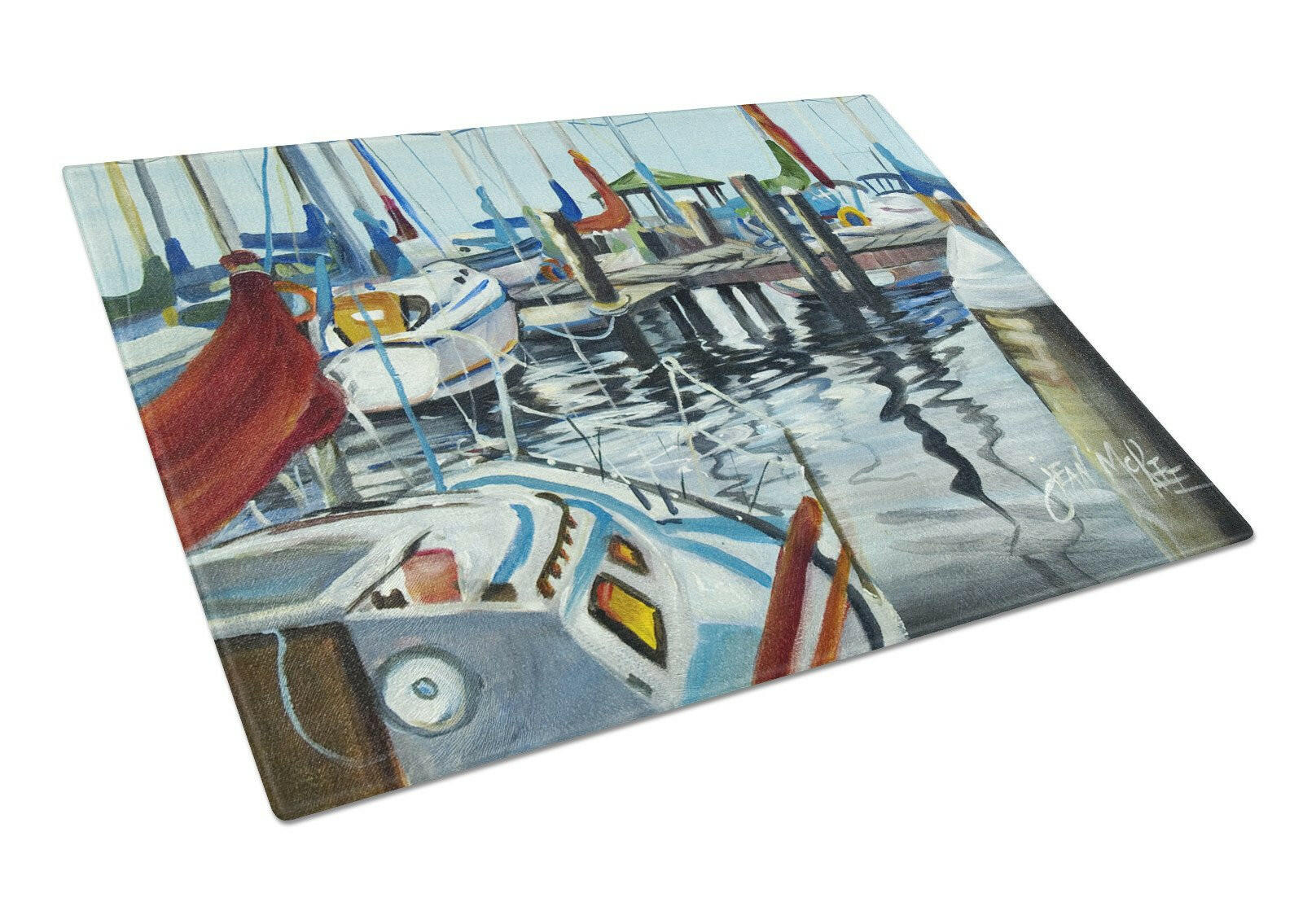 Orange Sail Sailboats Cutting Board Tempered Glass Kitchen Cutting Surface, Heat Resistant Chopping, Non-Slip Feet, Food Prep & Serving