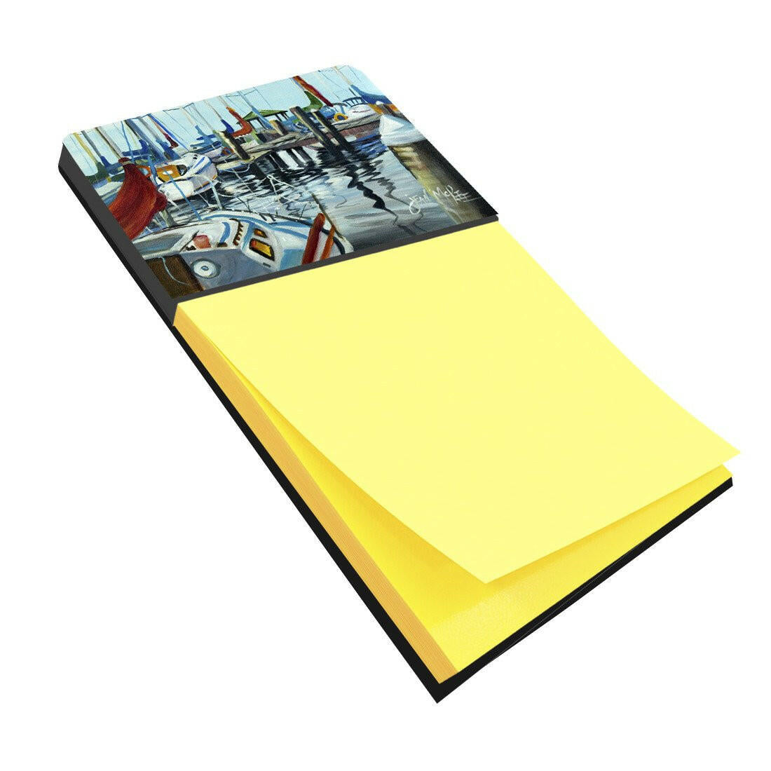 Orange Sail Sailboats Watercolor Sticky Note Holder Refillable Dispenser Desk Accessory 3x3 Pad Gift
