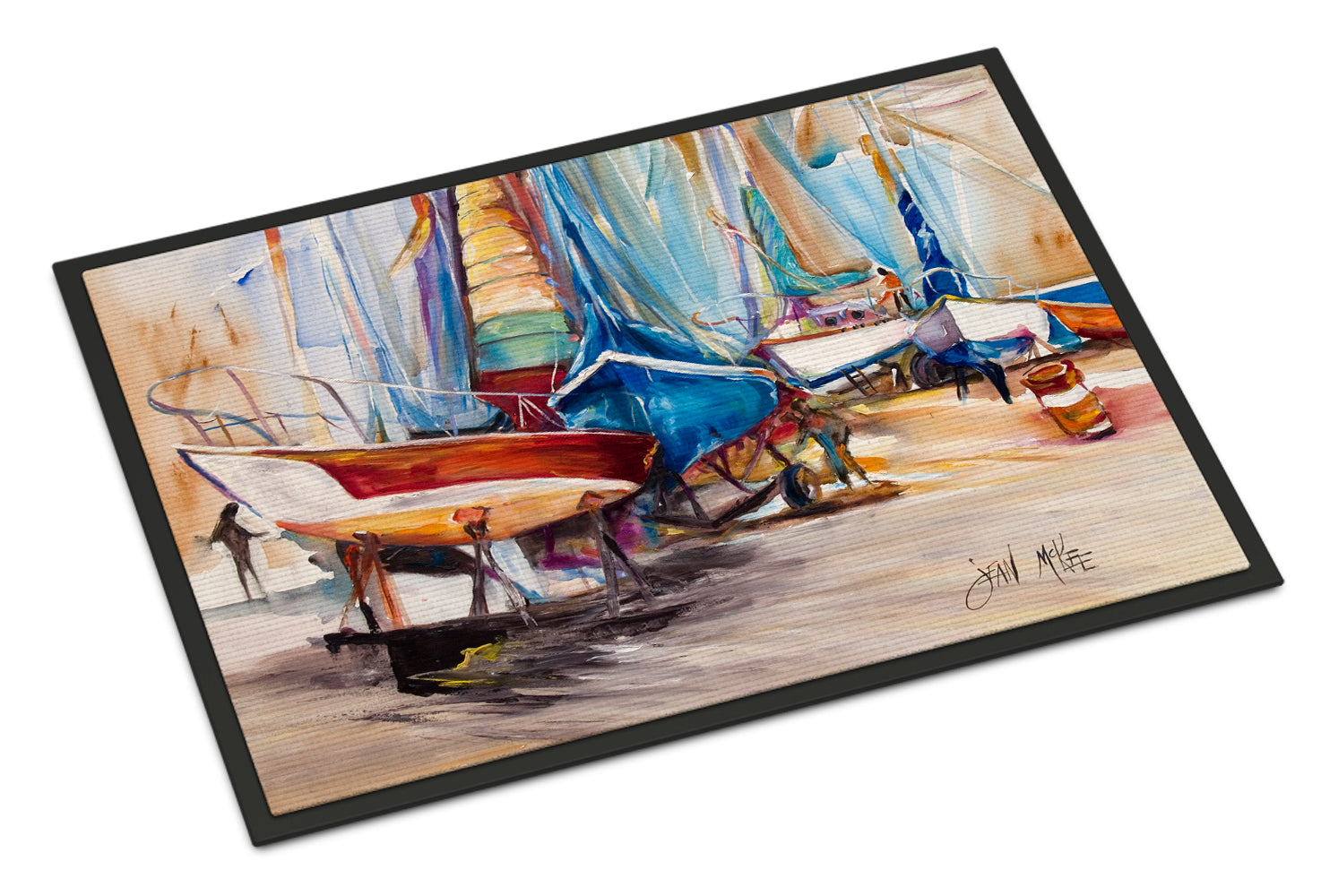 On the Hill Sailboats Doormat Indoor Outdoor 24H X 36W Front Door Mat Rugs for Entryway, Non Slip Washable Low Pile,