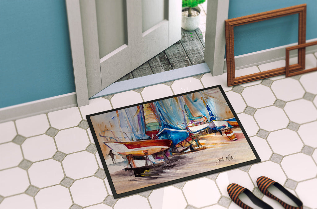 On the Hill Sailboats Doormat Indoor Outdoor 24H X 36W Front Door Mat Rugs for Entryway, Non Slip Washable Low Pile,