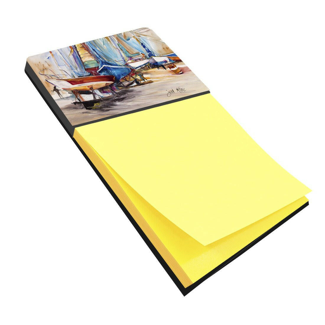 On the Hill Sailboats Watercolor Sticky Note Holder Refillable Dispenser Desk Accessory 3x3 Pad Gift