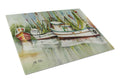 Ocean Springs Shrimper Cutting Board Tempered Glass Kitchen Cutting Surface, Heat Resistant Chopping, Non-Slip Feet, Food Prep & Serving