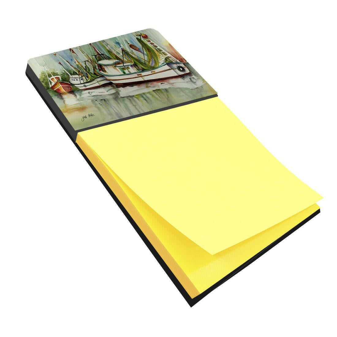 Ocean Springs Shrimper Watercolor Sticky Note Holder Refillable Dispenser Desk Accessory 3x3 Pad Gift