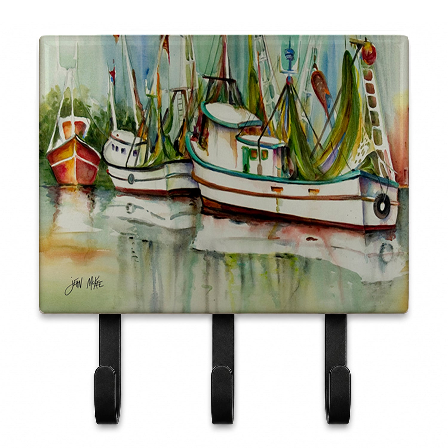Ocean Springs Shrimper Leash or Key Holder Wall Hooks, Coat Rack Wall Mount, for Hanging Keys, Towels, Aprons, Leashes