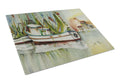 Ocean Springs Shrimper Cutting Board Tempered Glass Kitchen Cutting Surface, Heat Resistant Chopping, Non-Slip Feet, Food Prep & Serving