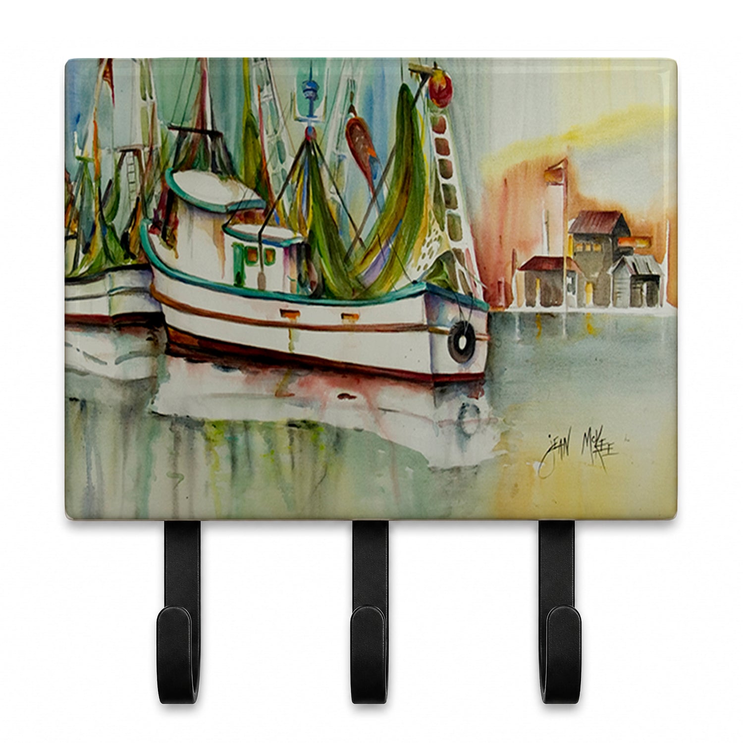 Ocean Springs Shrimper Leash or Key Holder Wall Hooks, Coat Rack Wall Mount, for Hanging Keys, Towels, Aprons, Leashes