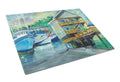 Ocean Springs Harbour Landing Cutting Board Tempered Glass Kitchen Cutting Surface, Heat Resistant Chopping, Non-Slip Feet, Food Prep & Serving