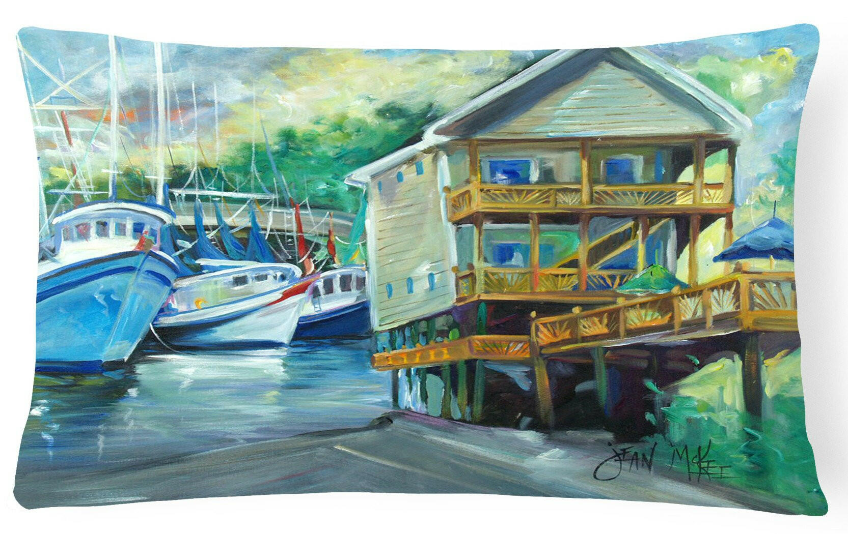 Ocean Springs Harbour Landing Decorative Throw Pillow 12x16 Indoor Outdoor Accent Cushion, Fabric Cover with Insert for Sofa, Bed, Porch & Living Room