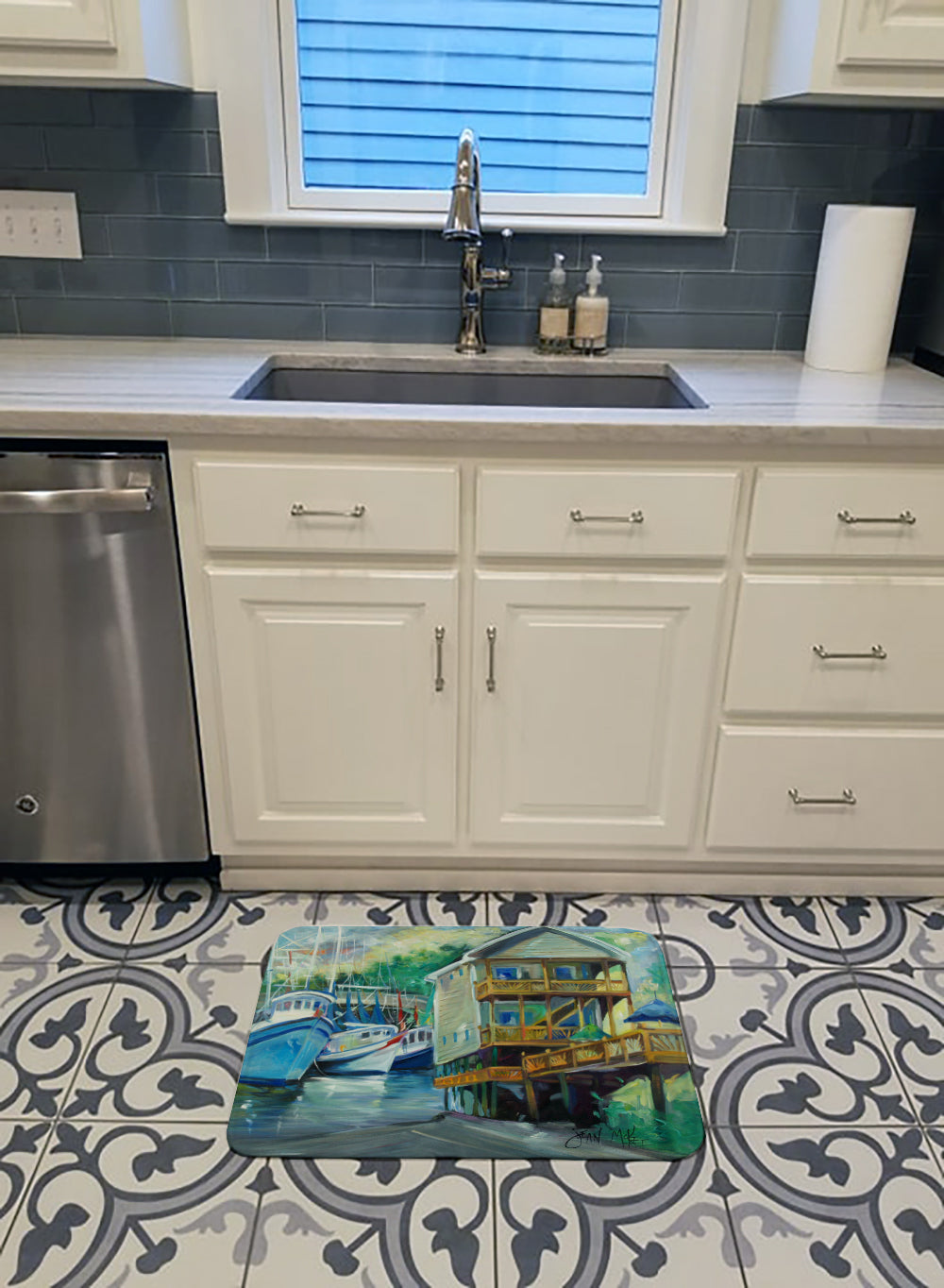Ocean Springs Harbour Landing Memory Foam Kitchen Mat Machine Washable Anti-Fatigue Cushion Comfort Bath or Kitchen Rug