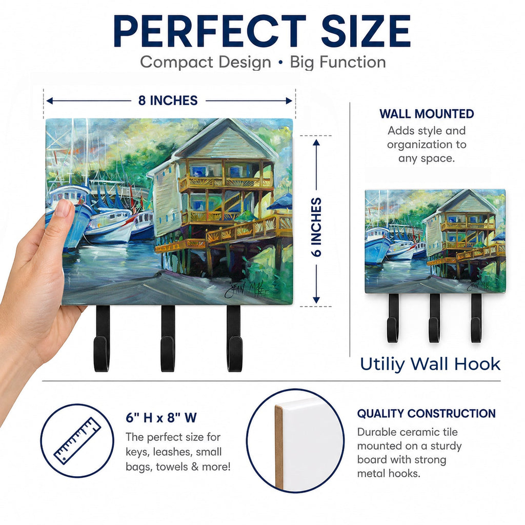 Ocean Springs Harbour Landing Leash or Key Holder Wall Hooks, Coat Rack Wall Mount, for Hanging Keys, Towels, Aprons, Leashes