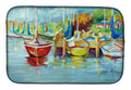 On the Dock Sailboats Dish Drying Mat Absorbent Dish Drying Mat Pad for Kitchen Counter Dish Drainer Mat for Countertop, 14 x 21", Multicolor