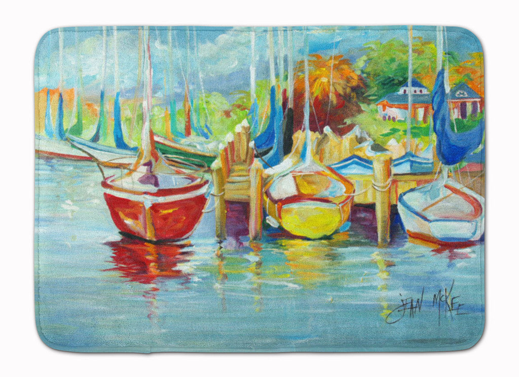On the Dock Sailboats Memory Foam Kitchen Mat Machine Washable Anti-Fatigue Cushion Comfort Bath or Kitchen Rug