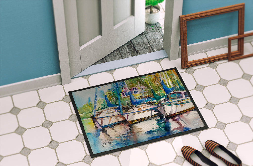 Safe Harbour Sailboats Doormat Indoor Outdoor 24H X 36W Front Door Mat Rugs for Entryway, Non Slip Washable Low Pile,