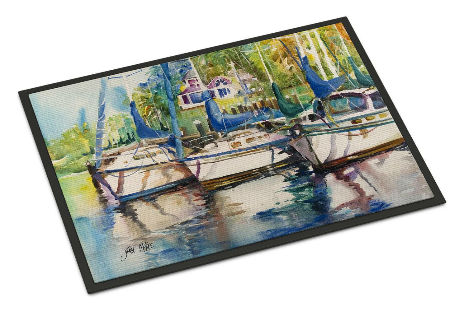 Safe Harbour Sailboats Doormat Indoor Outdoor 18H X 27W Front Door Mat Rugs for Entryway, Non Slip Washable